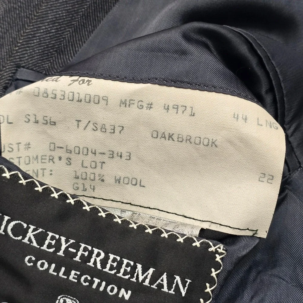 Hickey Freeman Nordstrom Mens 44L Wool Pinstripe Blazer Jacket Charcoal Grey 44L